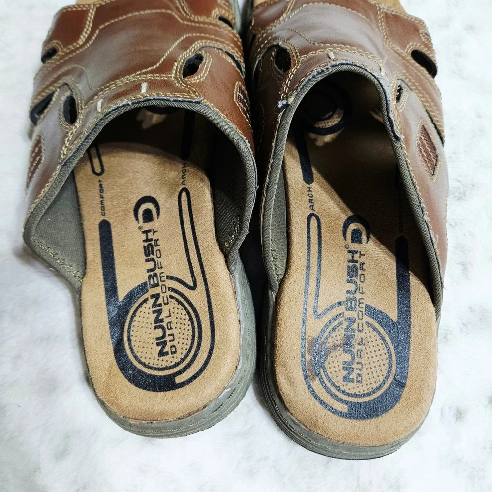Nunn Bush Brown Dual Comfort Slide Sandals 11M 84416-221 Gorpcore Dad Core